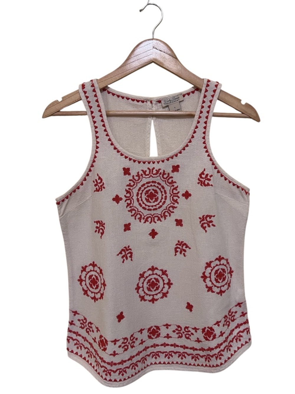 Lucky Brand Embroidered Tank Top Boho Medallion Sleeveless Size S
